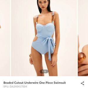 NEW, Commense Light Blue Beaded Cutout Swimsuit - so cute!!